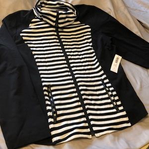 Chico’s Zenergy Jacket Black White Stripe Woven